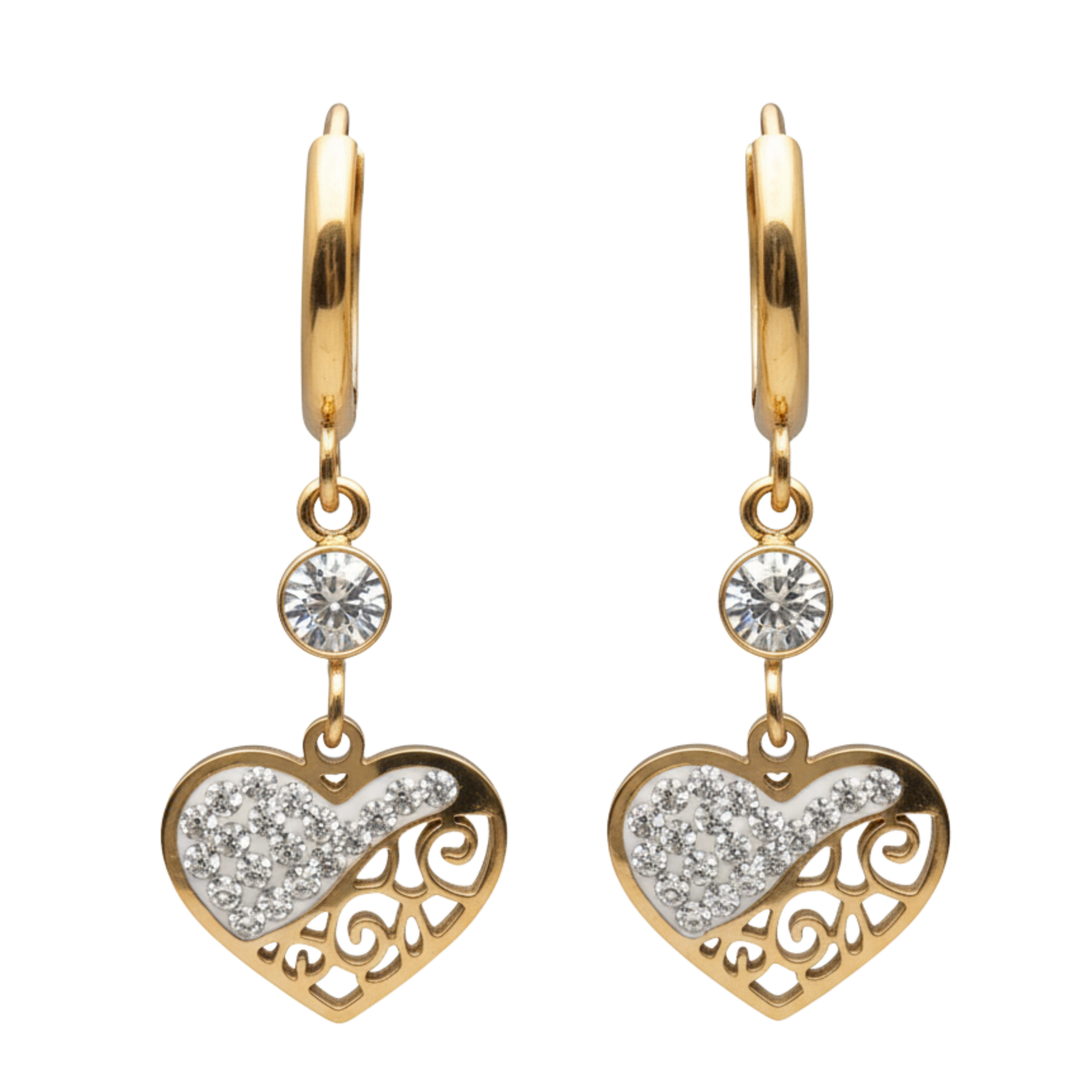 AD Golden Heart Beat Hoop Earings