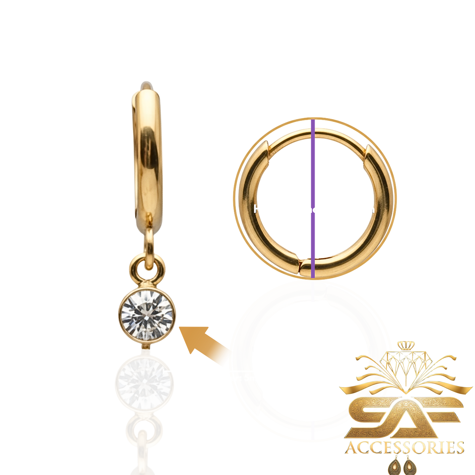 AD Golden Heart Beat Hoop Earings