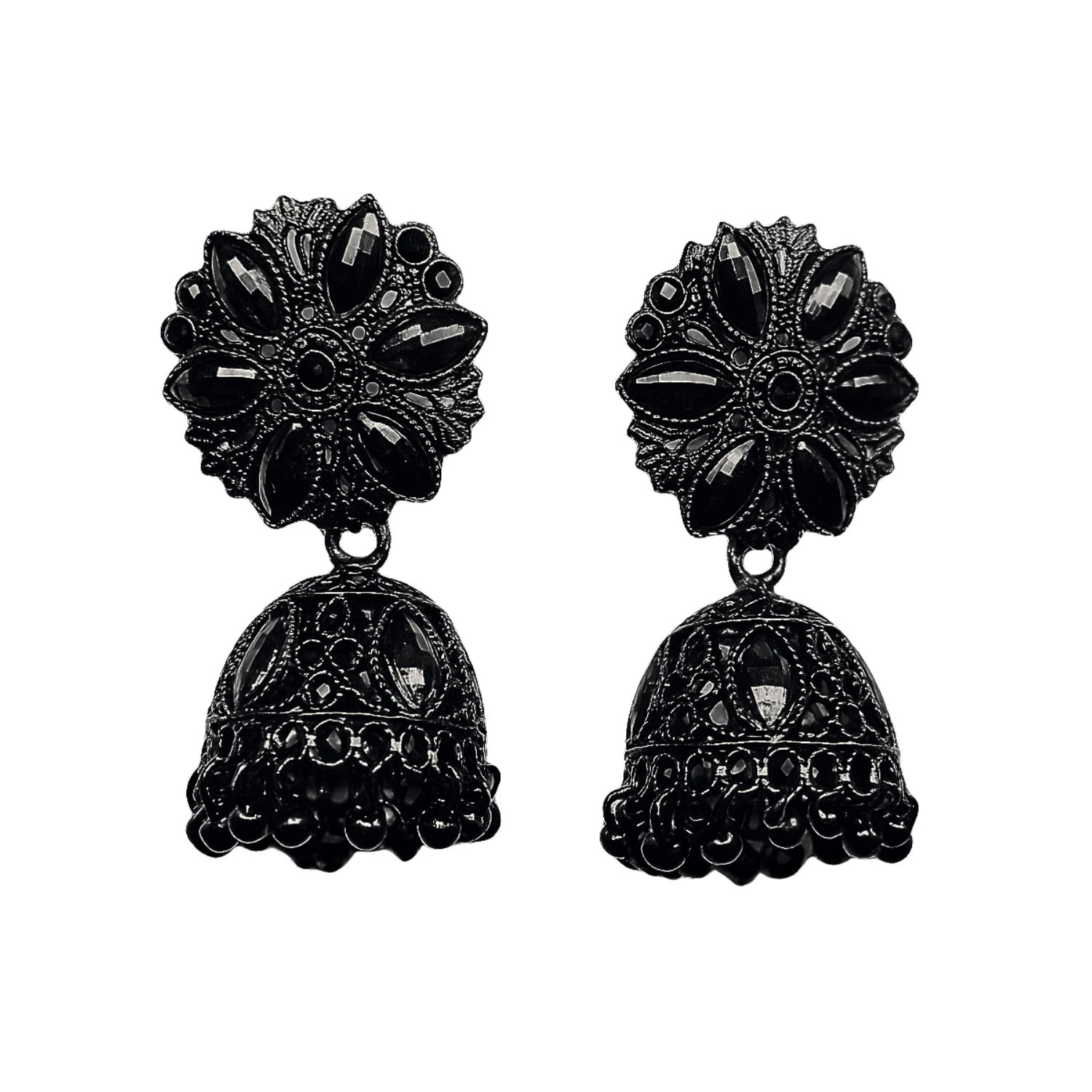 Bold Black Traditional Jhumka Earings