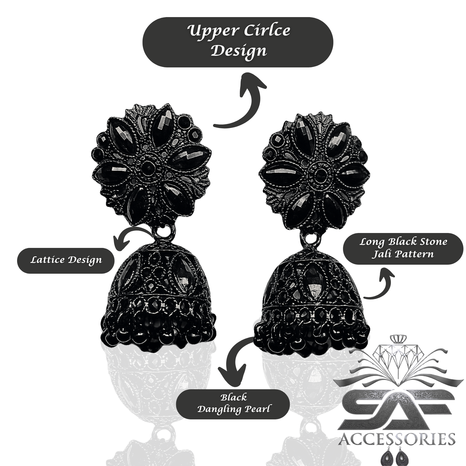 Bold Black Traditional Jhumka Earings