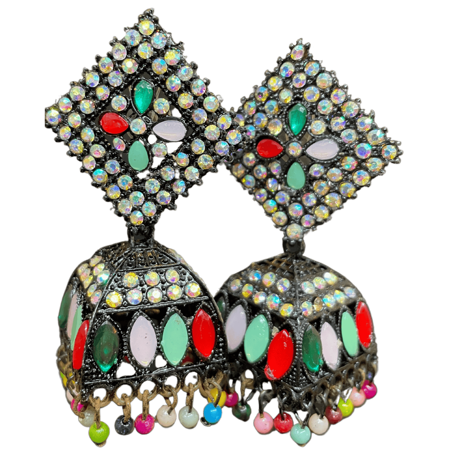 Boho Multicolor Jhumki Earrings