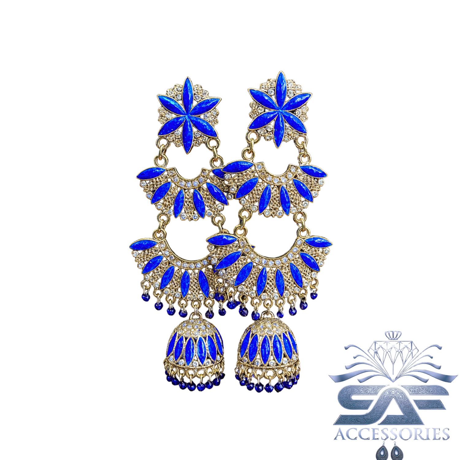 Kundan ChandBali Earing Dark Blue