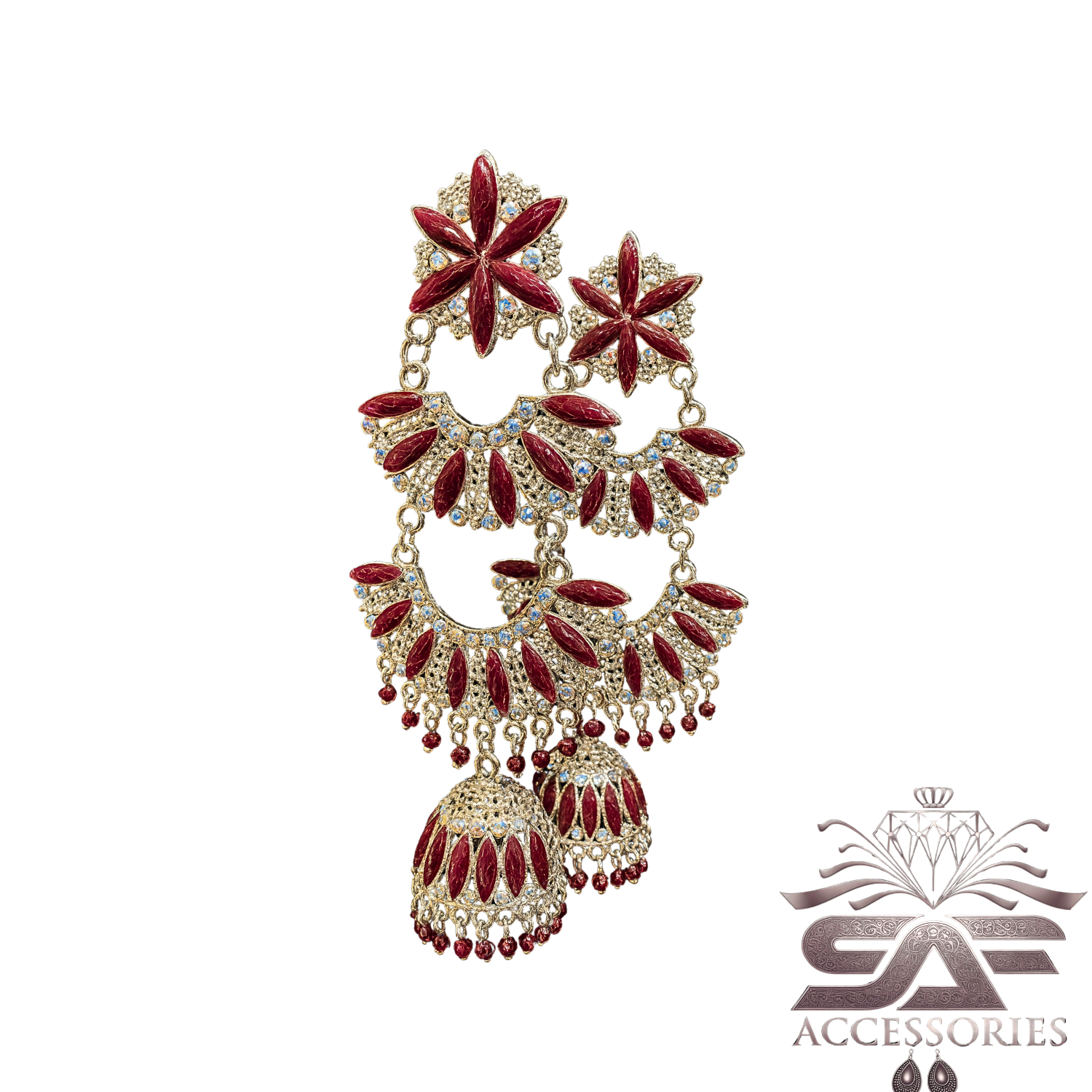 Kundan ChandBali Earing Brown