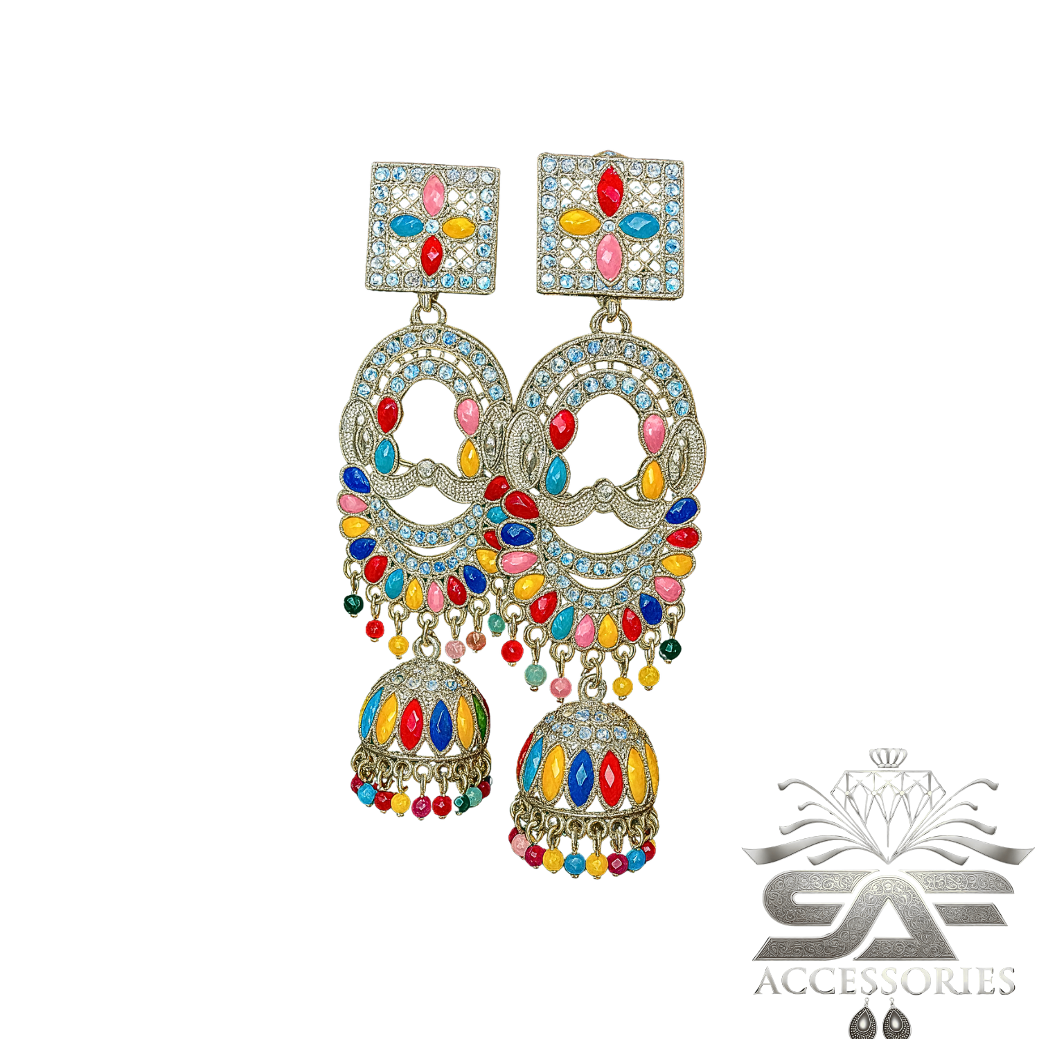 Kundan ChandBali Earing Multi Color