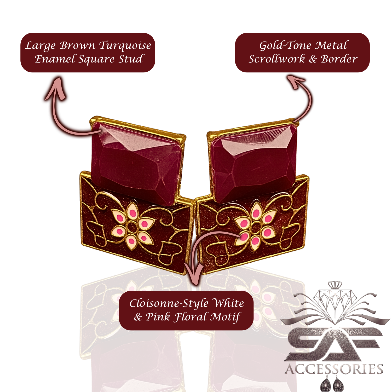 Maroon Meenakari Flower Earings