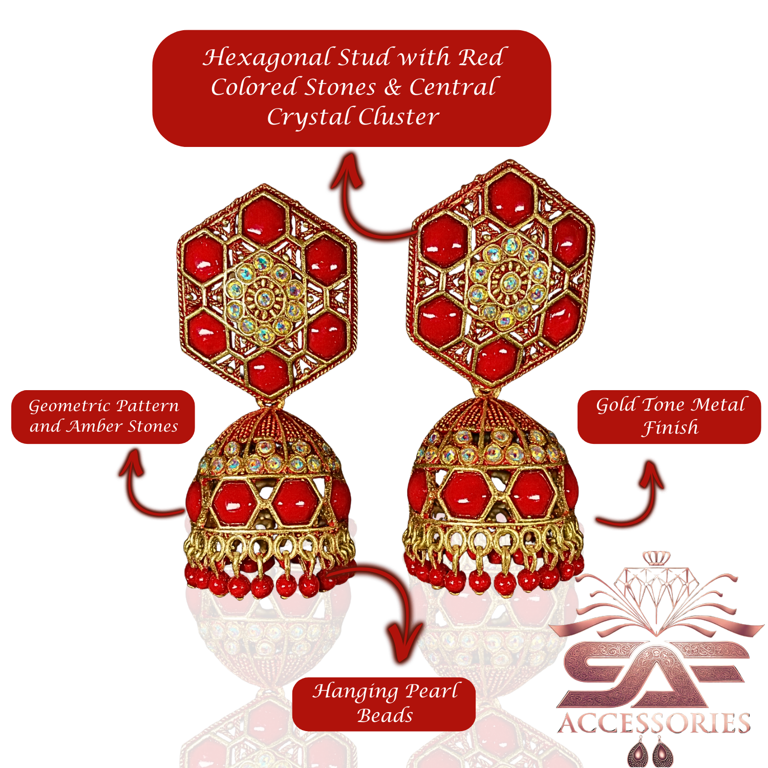 Nawabi Red Kundan Jhumki