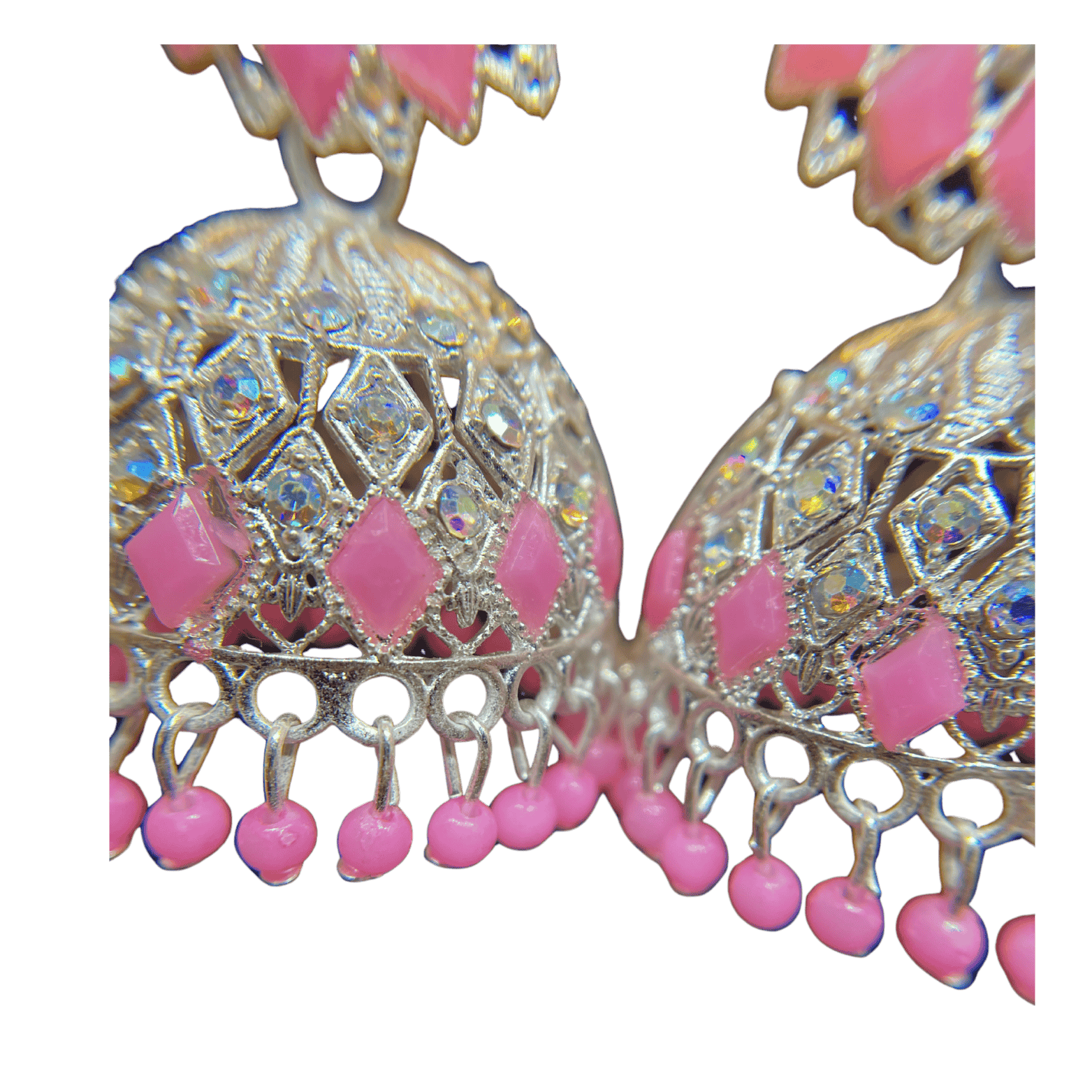 Traditional Pink Floral Jhumka Earings