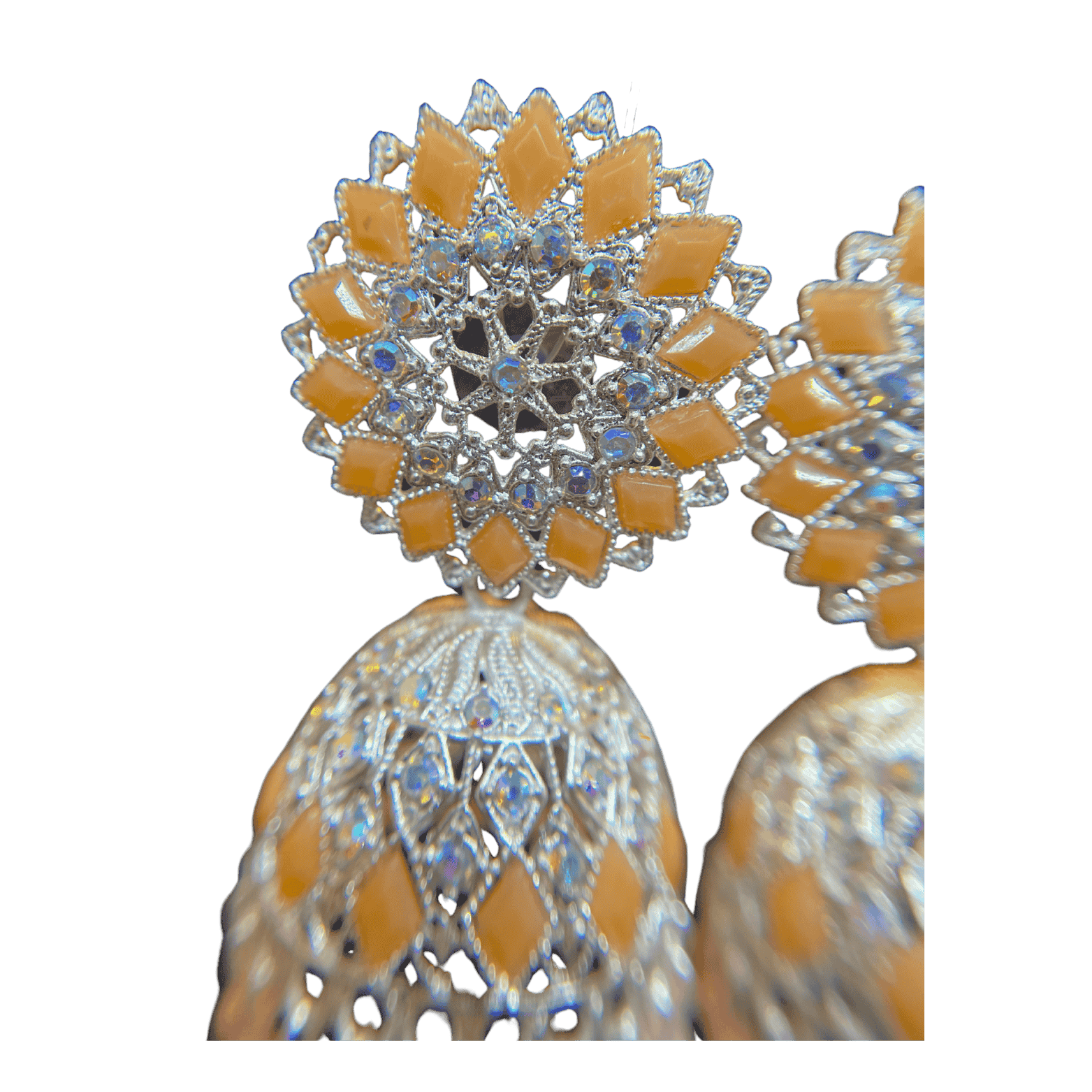 Traditional Peach Floral Jhumka Earings