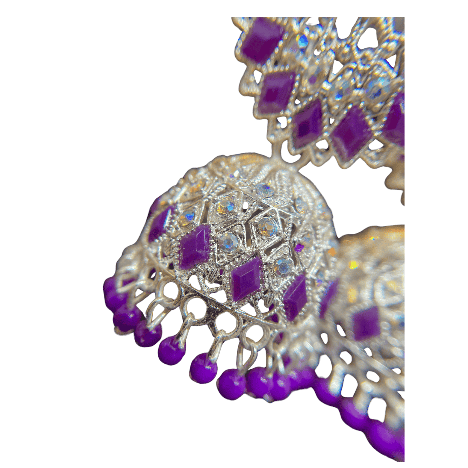 Traditional Purple Floral Jhumka Earings