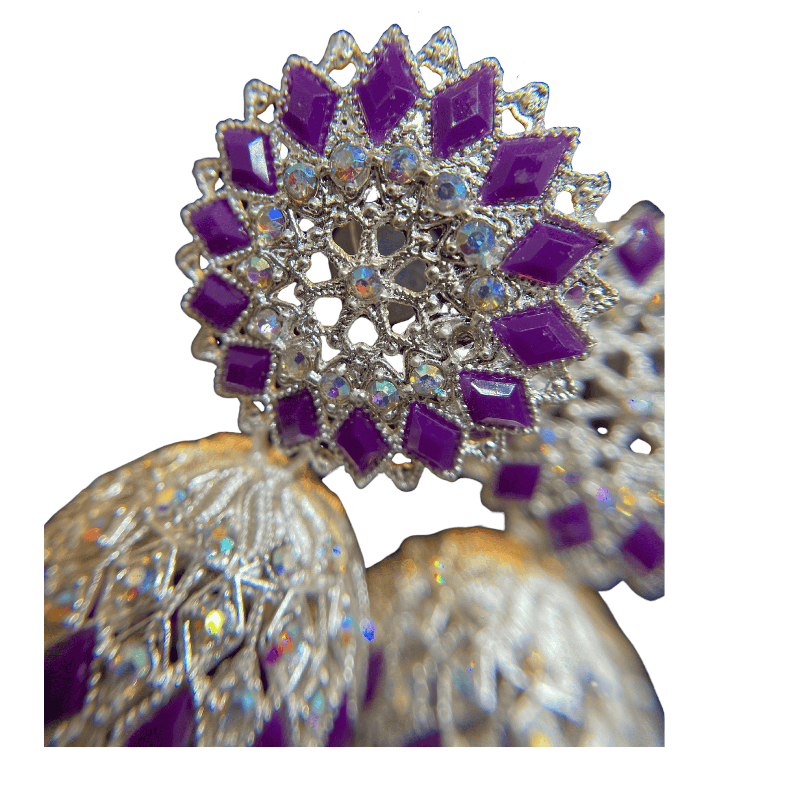 Traditional Purple Floral Jhumka Earings