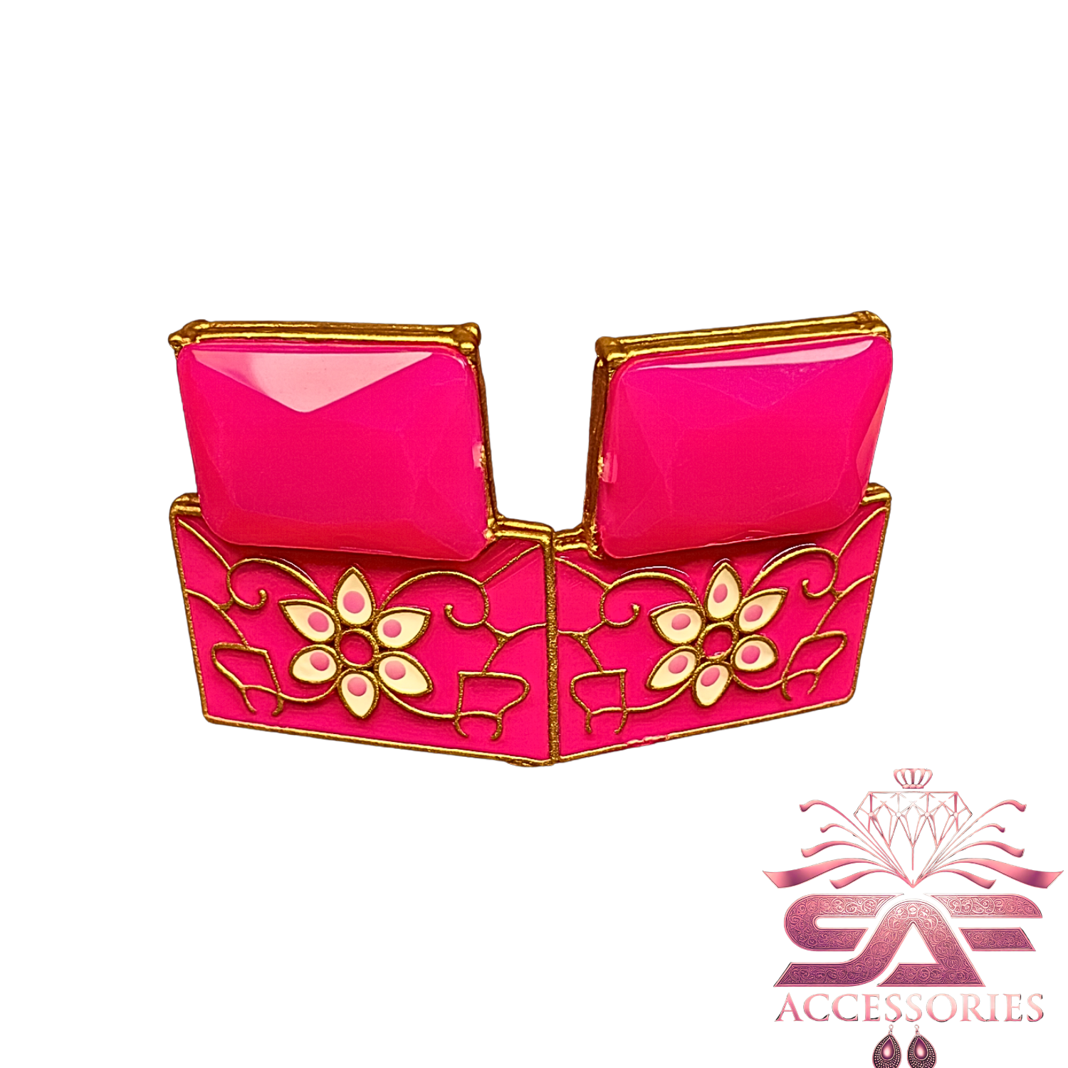 Pink Meenakari Flower Earings