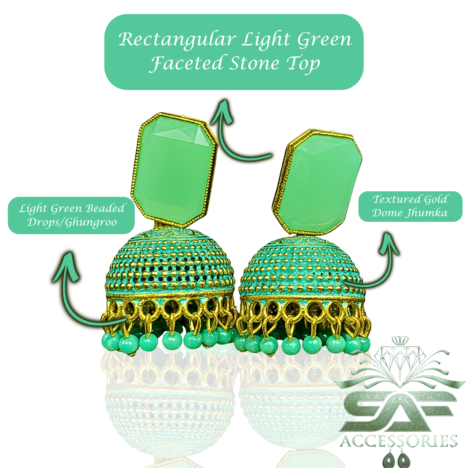 Royal Light Green Heritage Jhumka Earings