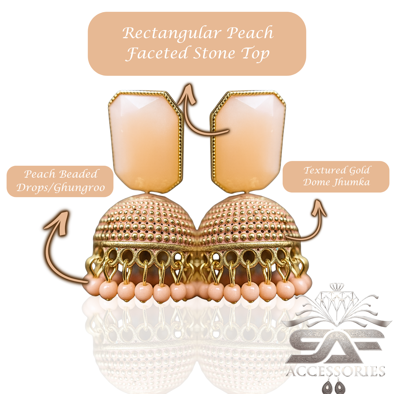 Royal Peach Heritage Jhumka Earings