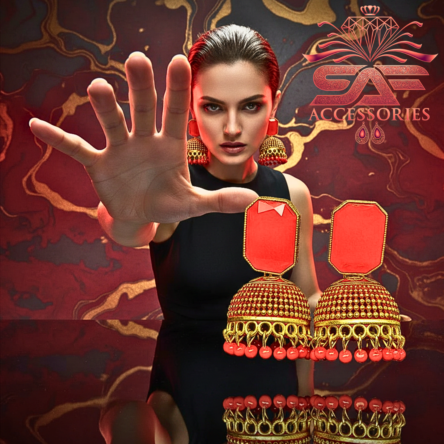 Royal Red Heritage Jhumka Earings
