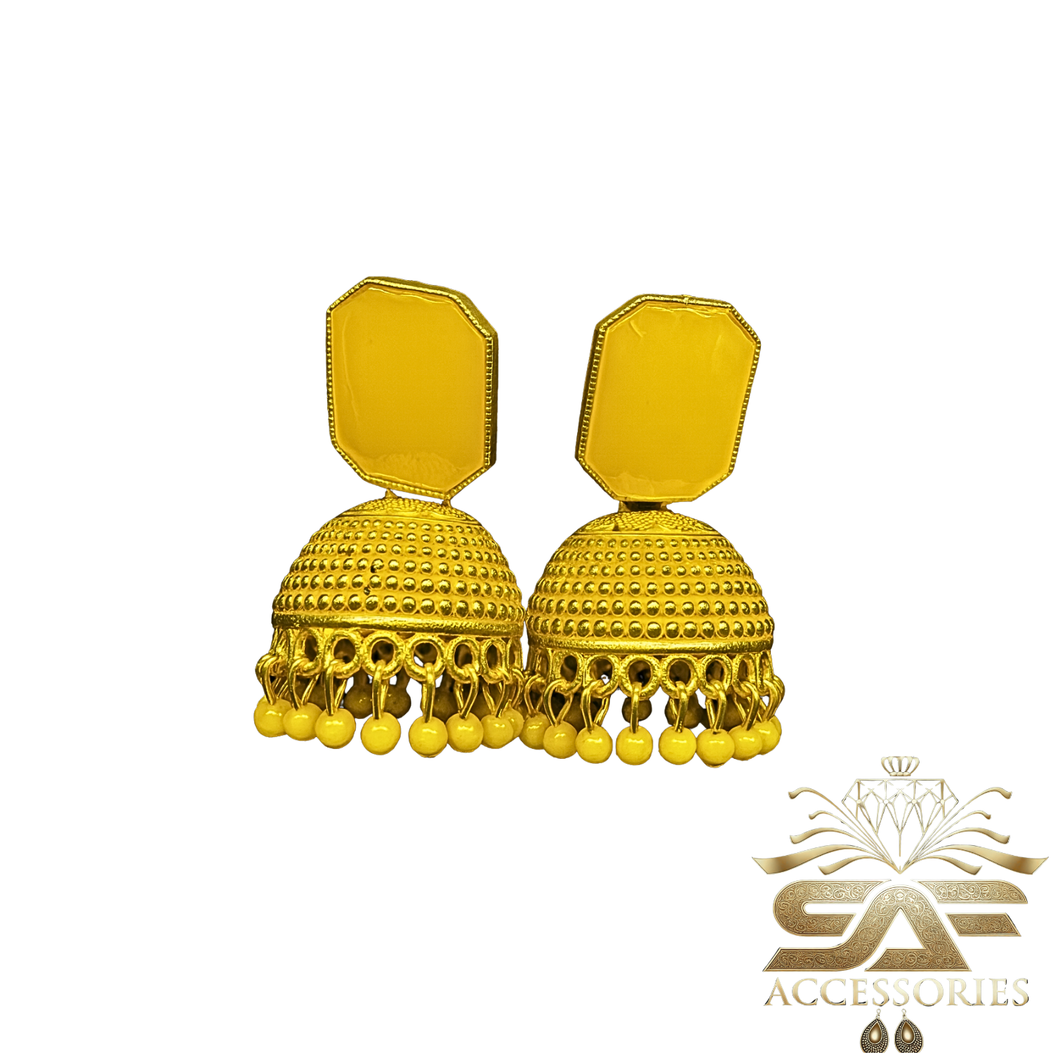 Royal Yellow Heritage Jhumka Earings