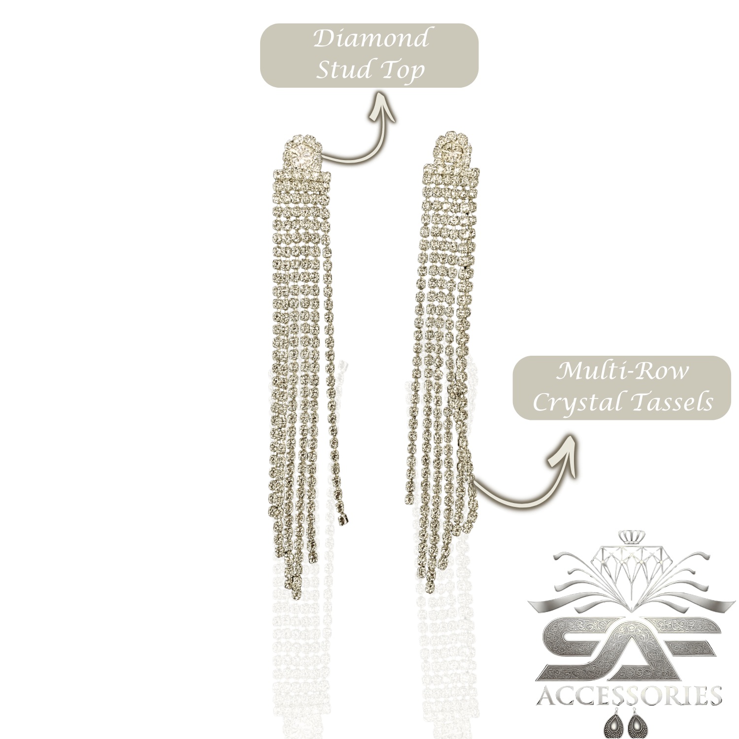 Sparkling Crystal Waterfall Tassel Earings